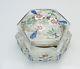 Victorian Art Glass Hexagonal Dresser Box With Enameled Flowers