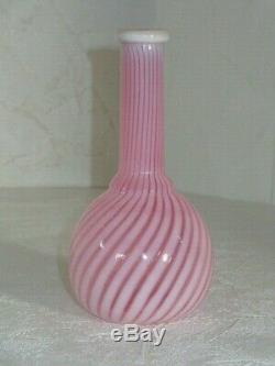 Victorian Art Glass Hobbs Cranberry Opalescent Swirl Barber Bottle