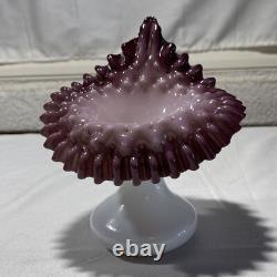 Victorian Art Glass Hobnail Jack in Pulpit Vase Plum Cased Purple