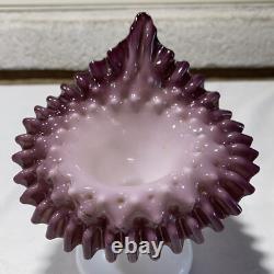 Victorian Art Glass Hobnail Jack in Pulpit Vase Plum Cased Purple