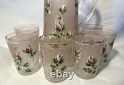 Victorian Art Glass Lemonade Set Fenton Style Victorian Art Glass Lemonade Set Fenton Style