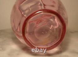 Victorian Art Glass Light Ruby/Cranberry Stain Creamer with Enamel Floral Decor