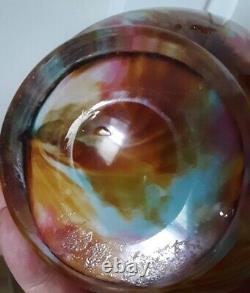 Victorian Art Glass Multicolor Spatter Cased Crystal Vase