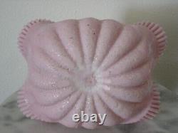 Victorian Art Glass Opaque Pink Overshot Handled Basket