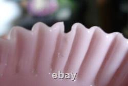 Victorian Art Glass Opaque Pink Overshot Handled Basket