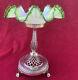 Victorian Art Glass Pedestal Bride's Basket On Silver Plated Stand 10.5 Tall