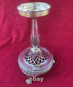 Victorian Art Glass Pedestal Bride's Basket on Silver Plated Stand 10.5 tall