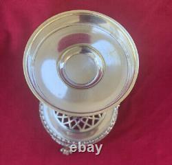 Victorian Art Glass Pedestal Bride's Basket on Silver Plated Stand 10.5 tall