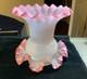 Victorian Art Glass Pink And Clear 2 Pc Fairy Lamp Candle Light 6 1/4 Inches
