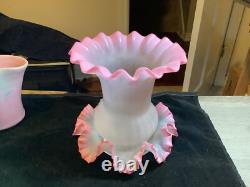 Victorian Art Glass Pink and Clear 2 Pc Fairy Lamp Candle Light 6 1/4 Inches Victorian Art Glass Pink and Clear 2 Pc Fairy Lamp Candle Light 6 1/4 Inches