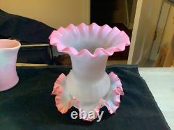 Victorian Art Glass Pink and Clear 2 Pc Fairy Lamp Candle Light 6 1/4 Inches Victorian Art Glass Pink and Clear 2 Pc Fairy Lamp Candle Light 6 1/4 Inches
