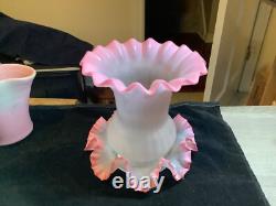 Victorian Art Glass Pink and Clear 2 Pc Fairy Lamp Candle Light 6 1/4 Inches Victorian Art Glass Pink and Clear 2 Pc Fairy Lamp Candle Light 6 1/4 Inches