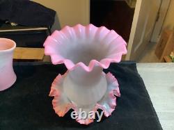 Victorian Art Glass Pink and Clear 2 Pc Fairy Lamp Candle Light 6 1/4 Inches Victorian Art Glass Pink and Clear 2 Pc Fairy Lamp Candle Light 6 1/4 Inches