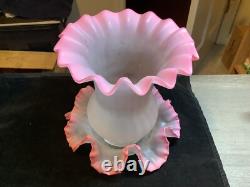 Victorian Art Glass Pink and Clear 2 Pc Fairy Lamp Candle Light 6 1/4 Inches Victorian Art Glass Pink and Clear 2 Pc Fairy Lamp Candle Light 6 1/4 Inches