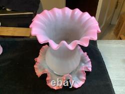 Victorian Art Glass Pink and Clear 2 Pc Fairy Lamp Candle Light 6 1/4 Inches Victorian Art Glass Pink and Clear 2 Pc Fairy Lamp Candle Light 6 1/4 Inches