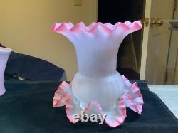Victorian Art Glass Pink and Clear 2 Pc Fairy Lamp Candle Light 6 1/4 Inches Victorian Art Glass Pink and Clear 2 Pc Fairy Lamp Candle Light 6 1/4 Inches