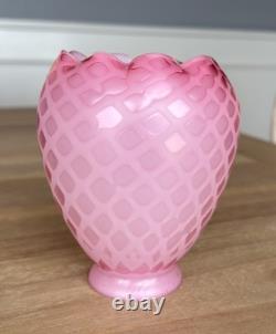 Victorian Art Glass Satin Diamond Pink Lamp Shade 2 1/8 Fitter Antique Rare