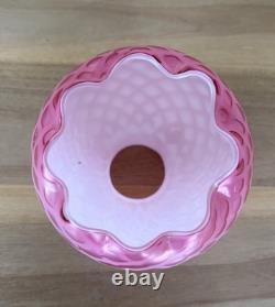 Victorian Art Glass Satin Diamond Pink Lamp Shade 2 1/8 Fitter Antique Rare