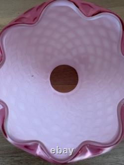 Victorian Art Glass Satin Diamond Pink Lamp Shade 2 1/8 Fitter Antique Rare