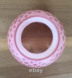 Victorian Art Glass Satin Diamond Pink Lamp Shade 2 1/8 Fitter Antique Rare