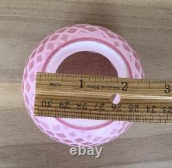 Victorian Art Glass Satin Diamond Pink Lamp Shade 2 1/8 Fitter Antique Rare