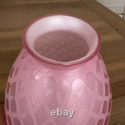 Victorian Art Glass Satin Diamond Pink Lamp Shade 2 1/8 Fitter Antique Rare