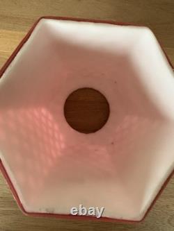 Victorian Art Glass Satin Diamond Red Lamp Shade 2.25 Fitter Antique Rare