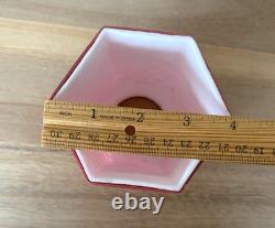 Victorian Art Glass Satin Diamond Red Lamp Shade 2.25 Fitter Antique Rare