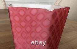 Victorian Art Glass Satin Diamond Red Lamp Shade 2.25 Fitter Antique Rare