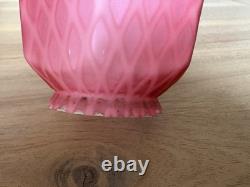 Victorian Art Glass Satin Diamond Red Lamp Shade 2.25 Fitter Antique Rare