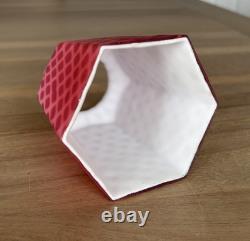 Victorian Art Glass Satin Diamond Red Lamp Shade 2.25 Fitter Antique Rare