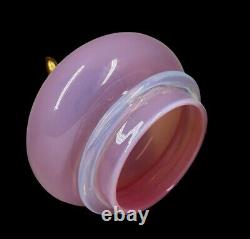 Victorian Art Glass Sculptural Pumpkin Pink Opalescent Hand Blown One Of Kind