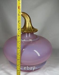 Victorian Art Glass Sculptural Pumpkin Pink Opalescent Hand Blown One Of Kind