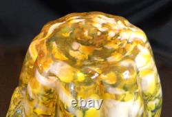 Victorian Art Glass Spatter Ruffled Pitcher 8 Yellow & Orange Clear Handle Victorian Art Glass Spatter Ruffled Pitcher 8 Yellow & Orange Clear Handle