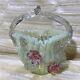 Victorian Art Glass Twist Handle Basket