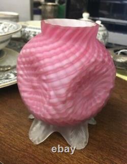 Victorian Art Glass Webb 4 Satin Quilted Footed Vase SIGNED