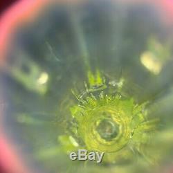 Victorian Art Glass by Thomas Webb Thorn Vase Uranium Glass Opalescent Rim 19c