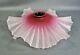 Victorian Art Nouveau Frosted Satin Glass Lamp Light Shade Cranberry Ruffled Rim