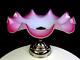 Victorian Art Nouveau Pink Glass Antique 10 5/8 Silver Plate Brides Bowl 1880