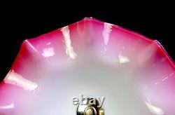 Victorian Art Nouveau Pink Glass Antique 10 5/8 Silver Plate Brides Bowl 1880