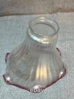 Victorian Art Nouveau Silver Glass Lamp Shade Bell Skirted Purple Rim 2.1'' fit