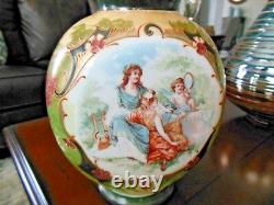 Victorian BRISTOL Glass PICTORIAL PORTRAIT Handpainted Enameled VASE 10.35 Tall