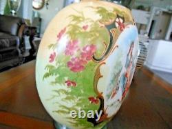 Victorian BRISTOL Glass PICTORIAL PORTRAIT Handpainted Enameled VASE 10.35 Tall