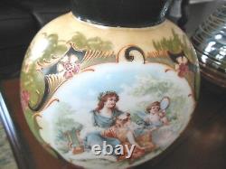 Victorian BRISTOL Glass PICTORIAL PORTRAIT Handpainted Enameled VASE 10.35 Tall