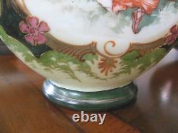 Victorian BRISTOL Glass PICTORIAL PORTRAIT Handpainted Enameled VASE 10.35 Tall