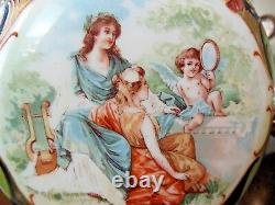 Victorian BRISTOL Glass PICTORIAL PORTRAIT Handpainted Enameled VASE 10.35 Tall