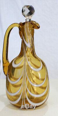 Victorian Blown Glass Cruet with Opalescent Drape circa 1900