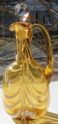 Victorian Blown Glass Cruet with Opalescent Drape circa 1900