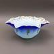 Victorian Blue Satin Hand Painted Gold Gilt Floral Art Glass Brides Bowl 10 1/2