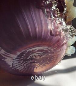 Victorian Bohemian Art glass Basket Purple / Blue Fowlers / + Radium